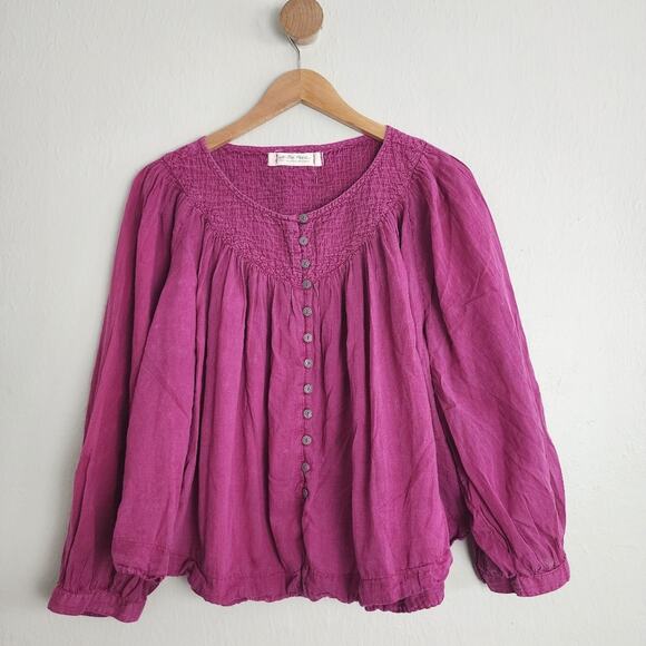 Free People We The Cool Meadow Bohemian Flowy Blouse Long Sleeve Top - Picture 1 of 15